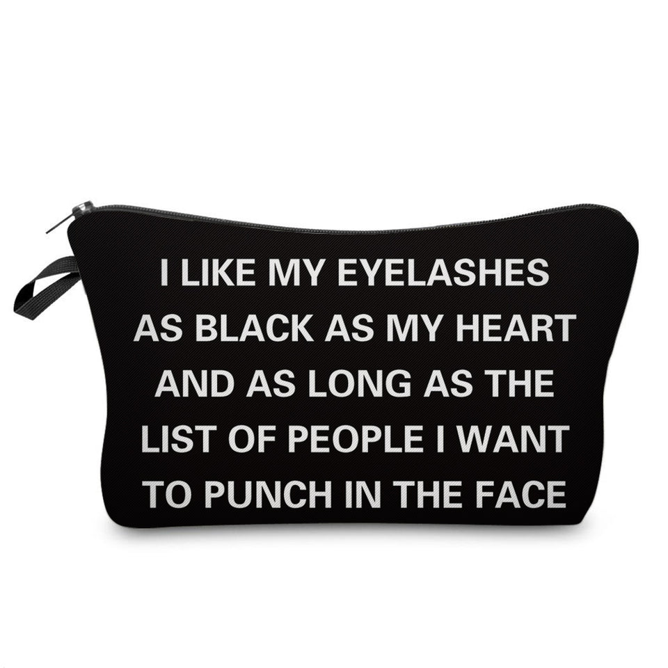 "I Like My Eyelashes" Letter Printed Bag Organizer