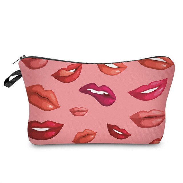 3D Printed Red Vampire Lips Cosmetic Bag Organizer