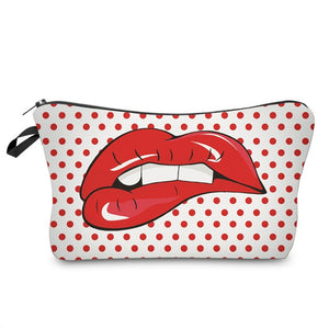 3D Printed Red Vampire Lips Cosmetic Bag Organizer