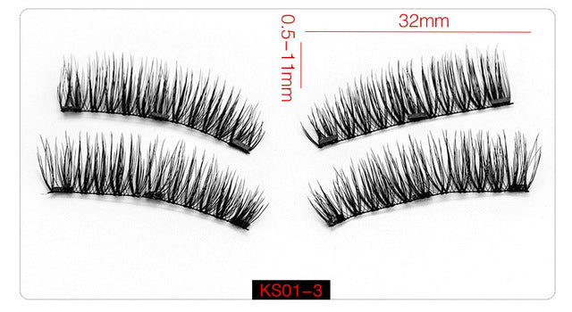 6D Magnetic Eyelashes + 3 Magnets Half Soft Hair Natural Beauty